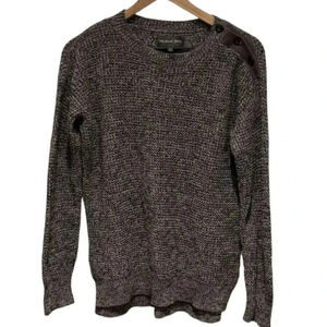 Michael Stars Women's Gray Cotton Marled‎ Textured Knit Crewneck Sweater Size S